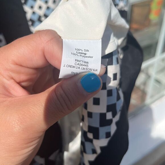 J Crew Geometric Diamond Tile Silk Shift Dress NWT - Picture 5 of 14